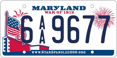 MD license plate 6AA9677