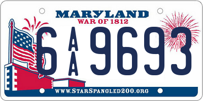 MD license plate 6AA9693