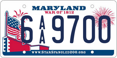 MD license plate 6AA9700