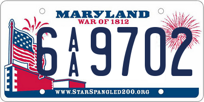 MD license plate 6AA9702