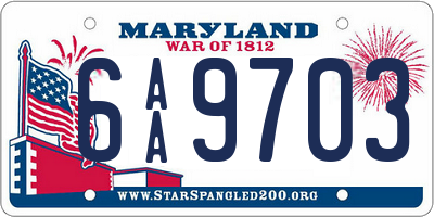 MD license plate 6AA9703