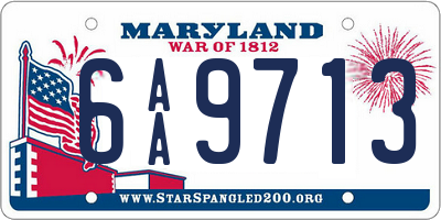 MD license plate 6AA9713