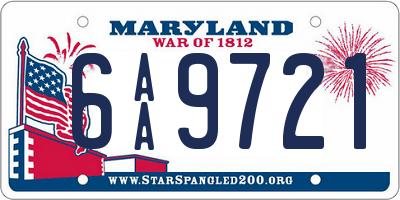 MD license plate 6AA9721