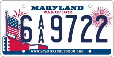 MD license plate 6AA9722