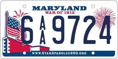 MD license plate 6AA9724