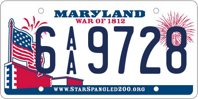 MD license plate 6AA9728