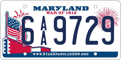 MD license plate 6AA9729