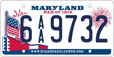 MD license plate 6AA9732