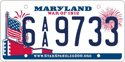 MD license plate 6AA9733