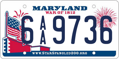 MD license plate 6AA9736