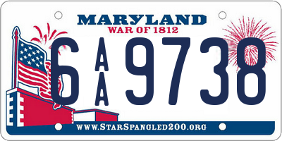 MD license plate 6AA9738