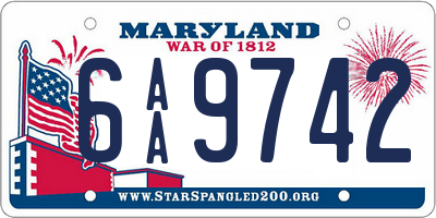 MD license plate 6AA9742