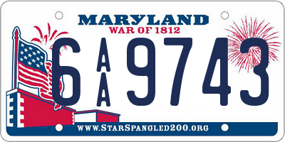 MD license plate 6AA9743