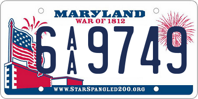 MD license plate 6AA9749