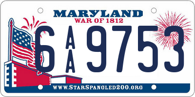 MD license plate 6AA9753