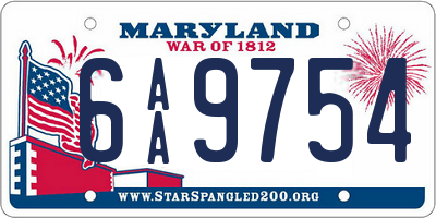 MD license plate 6AA9754