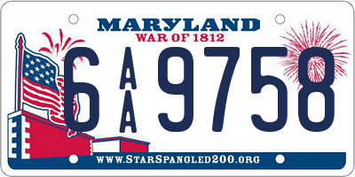 MD license plate 6AA9758