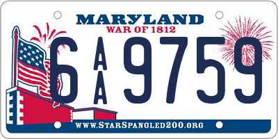 MD license plate 6AA9759