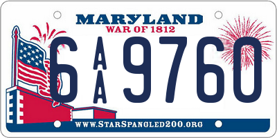 MD license plate 6AA9760