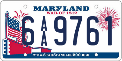 MD license plate 6AA9761