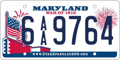 MD license plate 6AA9764