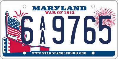 MD license plate 6AA9765