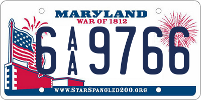 MD license plate 6AA9766