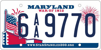 MD license plate 6AA9770