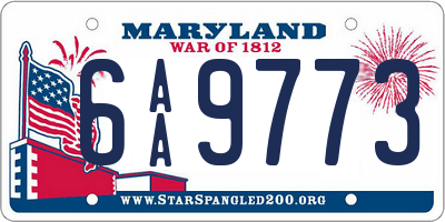 MD license plate 6AA9773