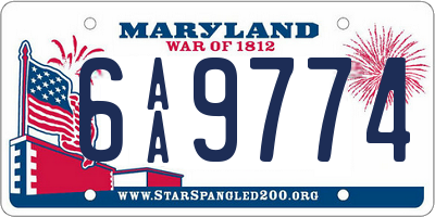 MD license plate 6AA9774