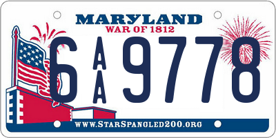 MD license plate 6AA9778