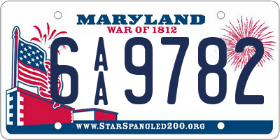 MD license plate 6AA9782