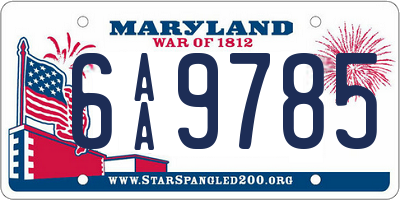 MD license plate 6AA9785