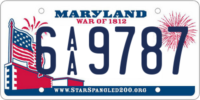 MD license plate 6AA9787