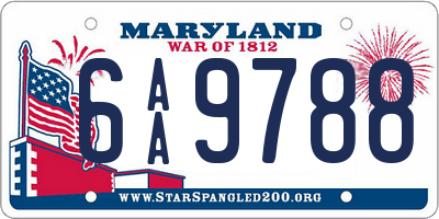 MD license plate 6AA9788