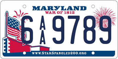 MD license plate 6AA9789