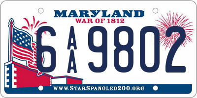 MD license plate 6AA9802