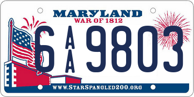 MD license plate 6AA9803