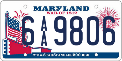 MD license plate 6AA9806