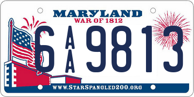 MD license plate 6AA9813