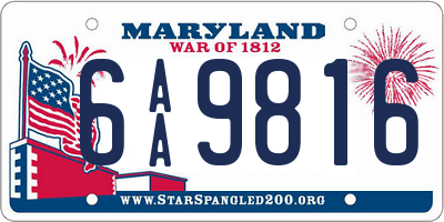 MD license plate 6AA9816