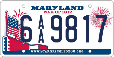 MD license plate 6AA9817