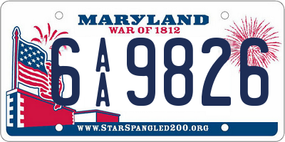 MD license plate 6AA9826