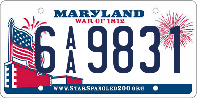 MD license plate 6AA9831