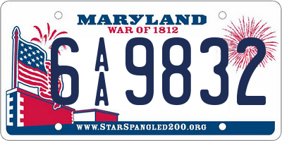 MD license plate 6AA9832