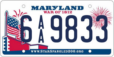 MD license plate 6AA9833