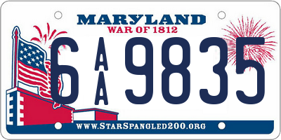 MD license plate 6AA9835