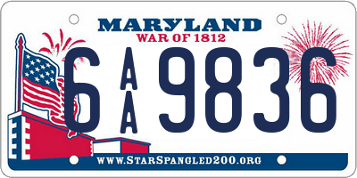 MD license plate 6AA9836