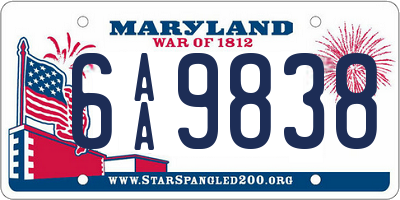 MD license plate 6AA9838