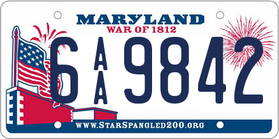 MD license plate 6AA9842